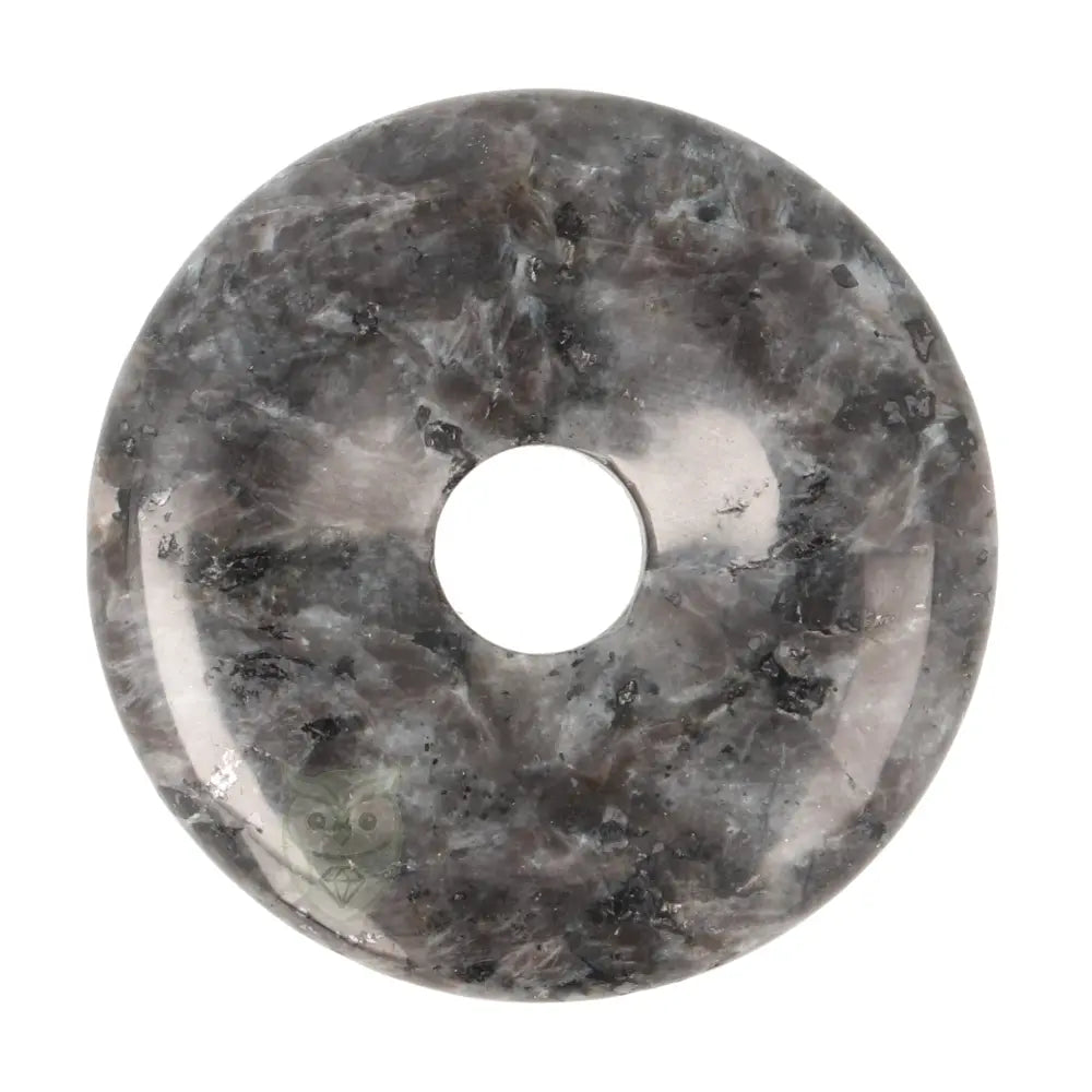 Larvikiet (Noorse Maansteen) donut hanger nr. 15 - Ø 4 cm | Edelsteen sieraad