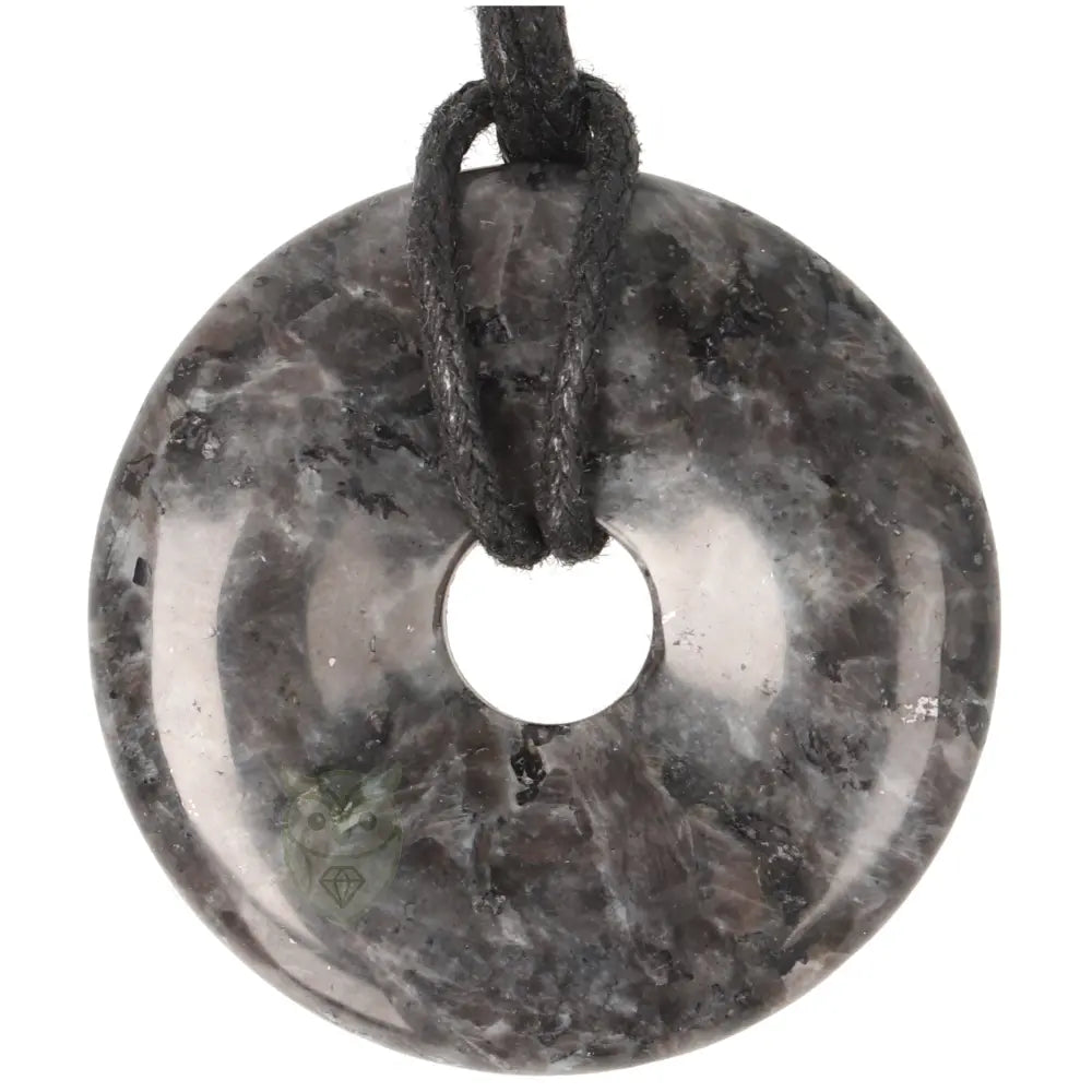 Larvikiet (Noorse Maansteen) donut hanger nr. 15 - Ø 4 cm | Edelsteen sieraad