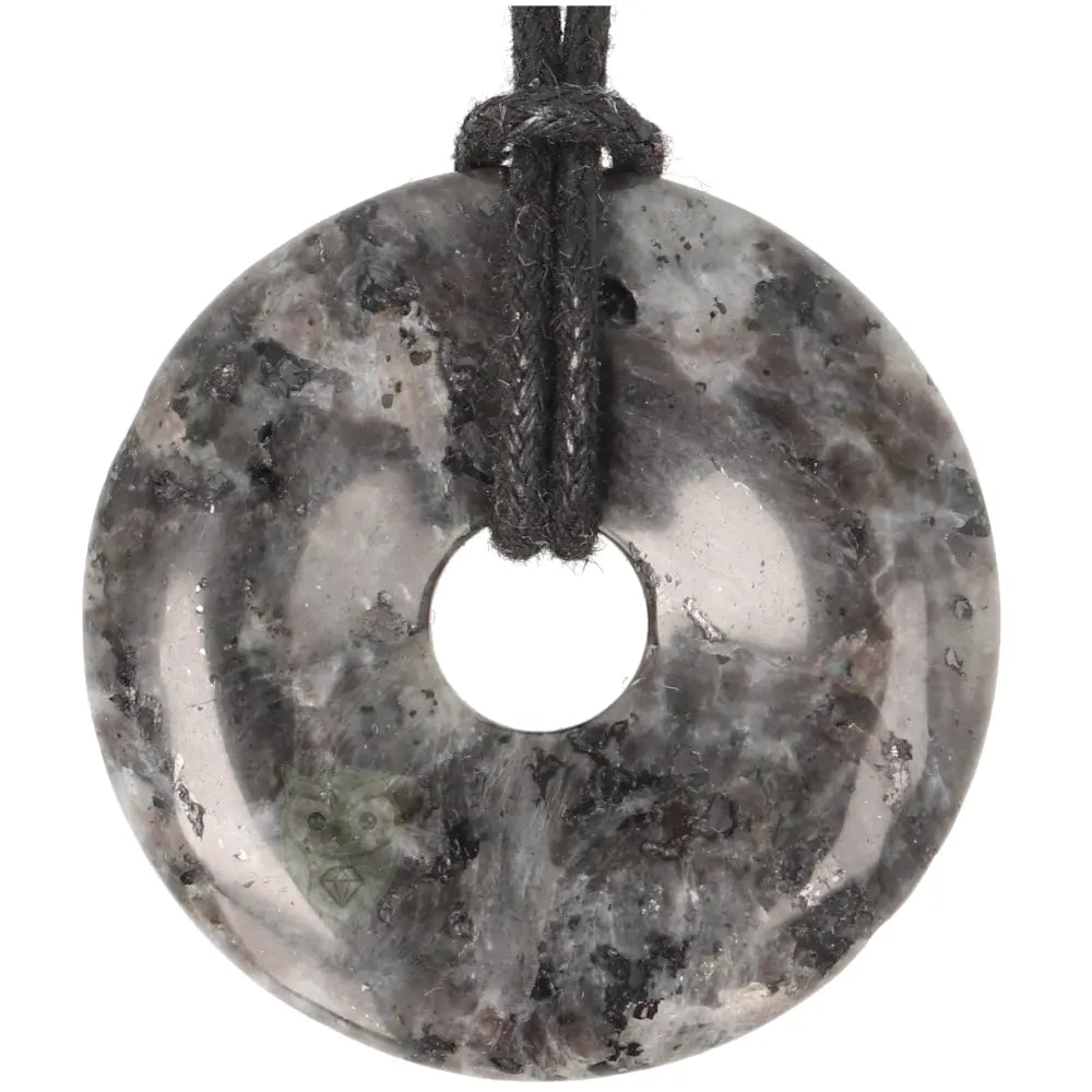 Larvikiet (Noorse Maansteen) donut hanger nr. 17 - Ø 4 cm | Edelsteen sieraad