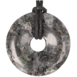 Larvikiet (Noorse Maansteen) donut hanger nr. 17 - Ø 4 cm | Edelsteen sieraad