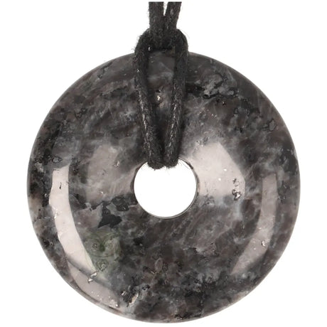 Larvikiet (Noorse Maansteen) donut hanger nr. 22 - Ø 4 cm | Edelsteen sieraad