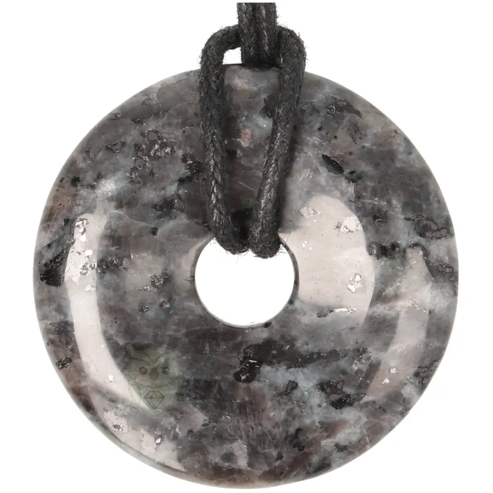 Larvikiet (Noorse Maansteen) donut hanger nr. 23 - Ø 4 cm | Edelsteen sieraad