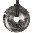Larvikiet donut hanger nr. 14 met donkere kleur en blauwe glinstering