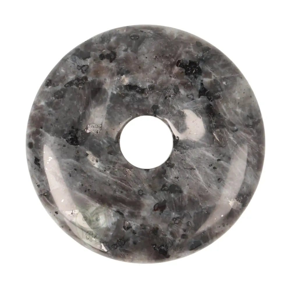 Larvikiet (Noorse Maansteen) donut hanger nr. 18 - Ø 4 cm | Edelsteen sieraad