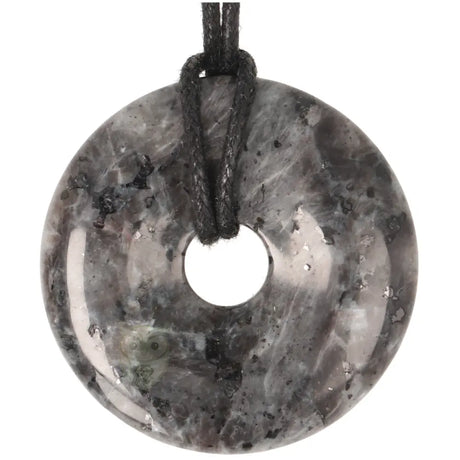 Larvikiet (Noorse Maansteen) donut hanger nr. 18 - Ø 4 cm | Edelsteen sieraad