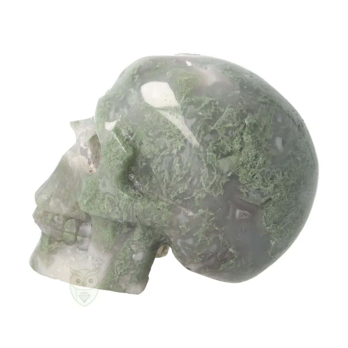Mosagaat schedel nr. 265 - 909 gram | Edelsteen skull