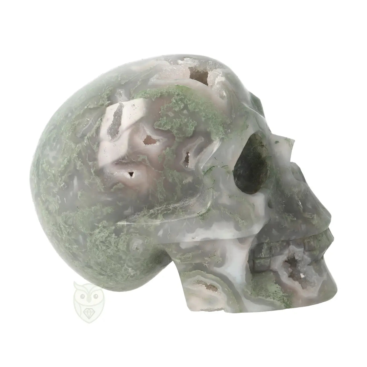 Mosagaat schedel nr. 265 - 909 gram | Edelsteen skull