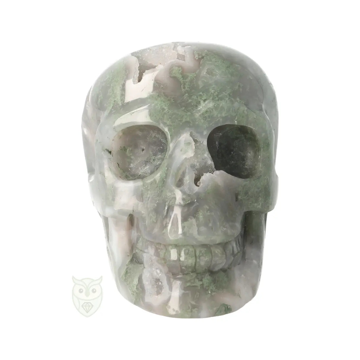 Mosagaat schedel nr. 265 - 909 gram | Edelsteen skull