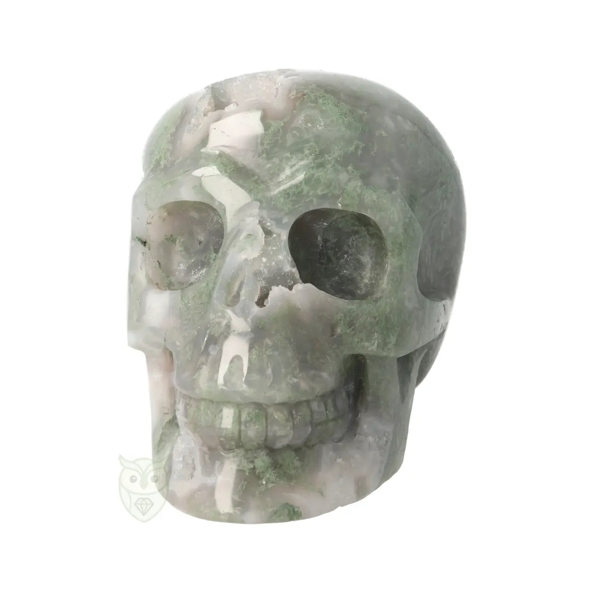 Mosagaat schedel nr. 265 - 909 gram | Edelsteen skull