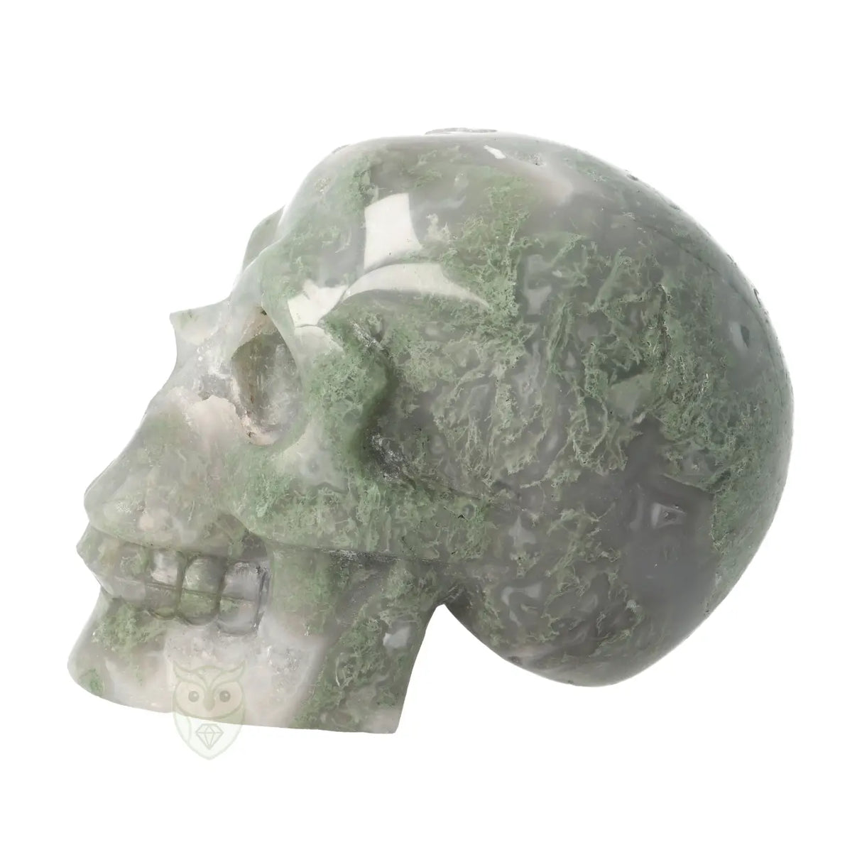 Mosagaat schedel nr. 265 - 909 gram | Edelsteen skull