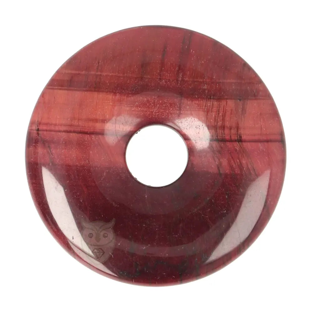 Rode tijgeroog donut hanger nr. 15 – Ø 4 cm | Edelsteen sieraad