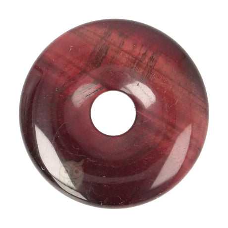 Rode tijgeroog donut hanger nr. 15 – Ø 4 cm | Edelsteen sieraad