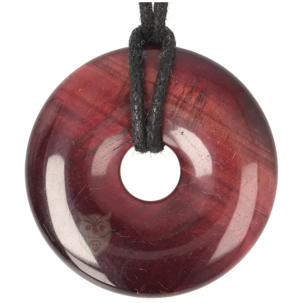 Rode tijgeroog donut hanger nr. 15 – Ø 4 cm | Edelsteen sieraad