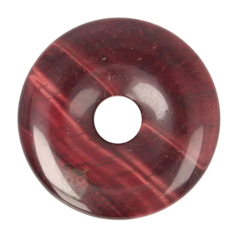 Rode tijgeroog donut hanger nr. 16 – Ø 4 cm | Edelsteen sieraad