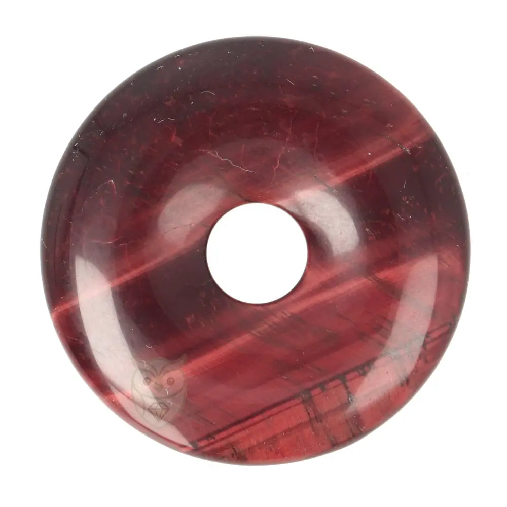 Rode tijgeroog donut hanger nr. 16 – Ø 4 cm | Edelsteen sieraad