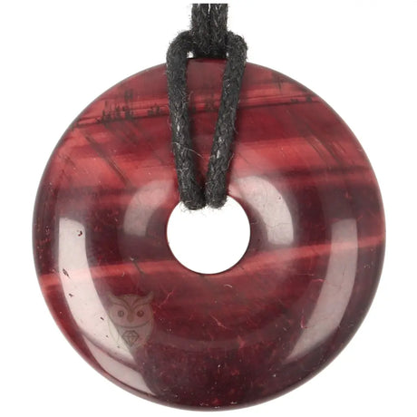 Rode tijgeroog donut hanger nr. 16 – Ø 4 cm | Edelsteen sieraad