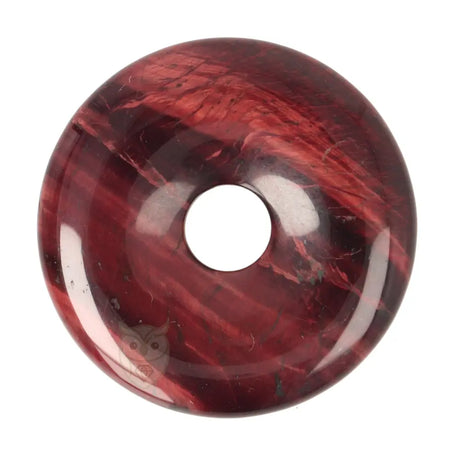 Rode tijgeroog donut hanger nr. 17 – Ø 4 cm | Edelsteen sieraad