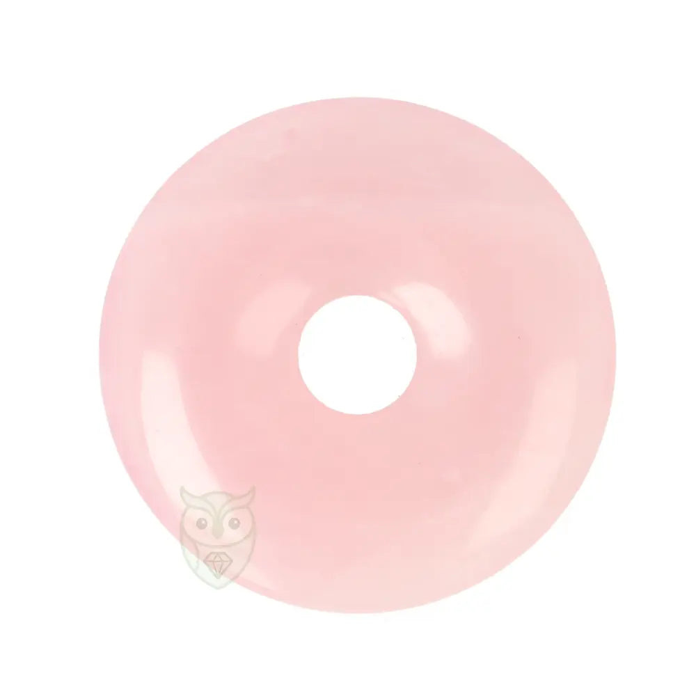Rozenkwarts donut hanger nr. 18 - Ø 4 cm | Edelsteen sieraad