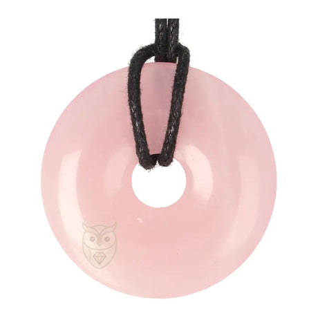 Rozenkwarts donut hanger nr. 18 - Ø 4 cm | Edelsteen sieraad