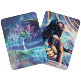 Sacred Spirit Oracle kaart Clear and Activate vrouwelijke figuur in gouden lichtspiraal en sterrenboom achterkant – Webshop Danielle Forrer