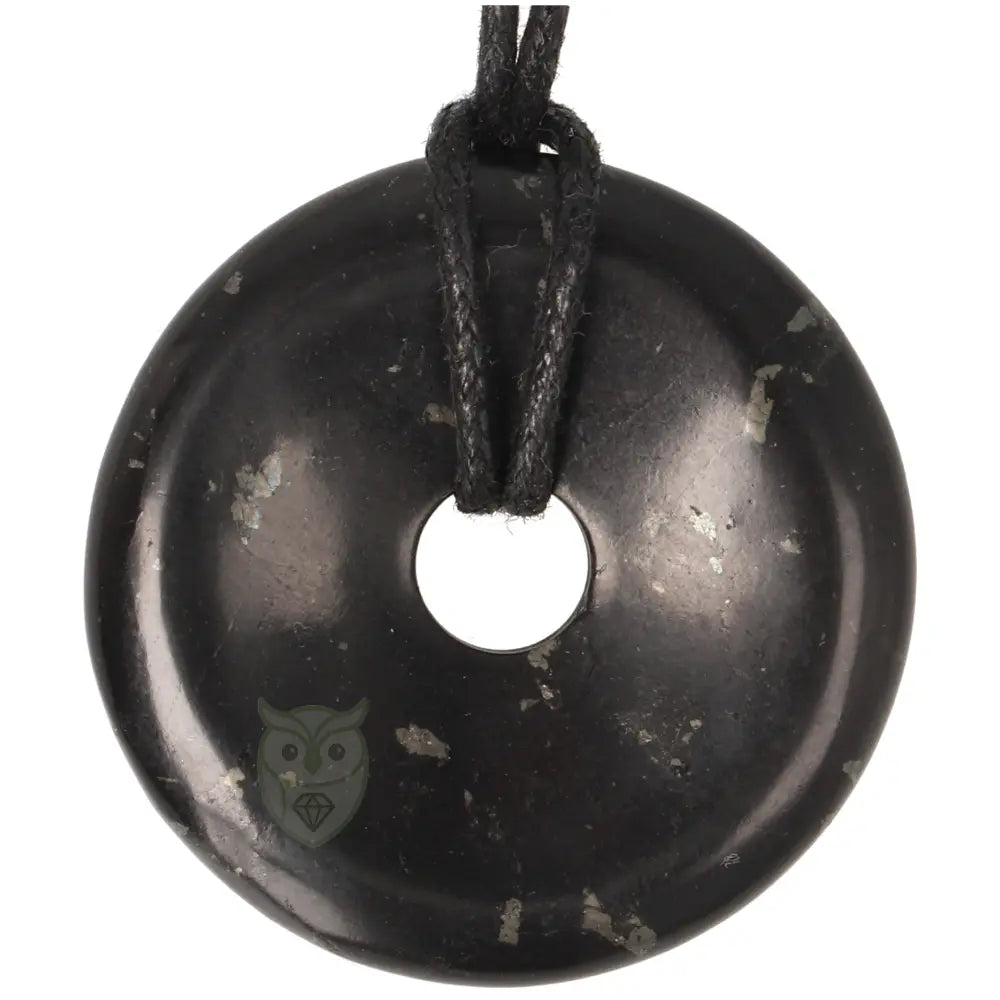 Shungiet donut hanger nr. 9 - Ø 4 cm | Edelsteen sieraad