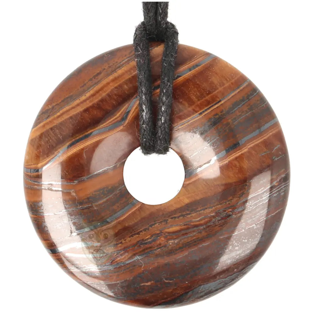 Tijgerijzer donut hanger nr. 9 - Ø 4 cm | Edelsteen sieraad