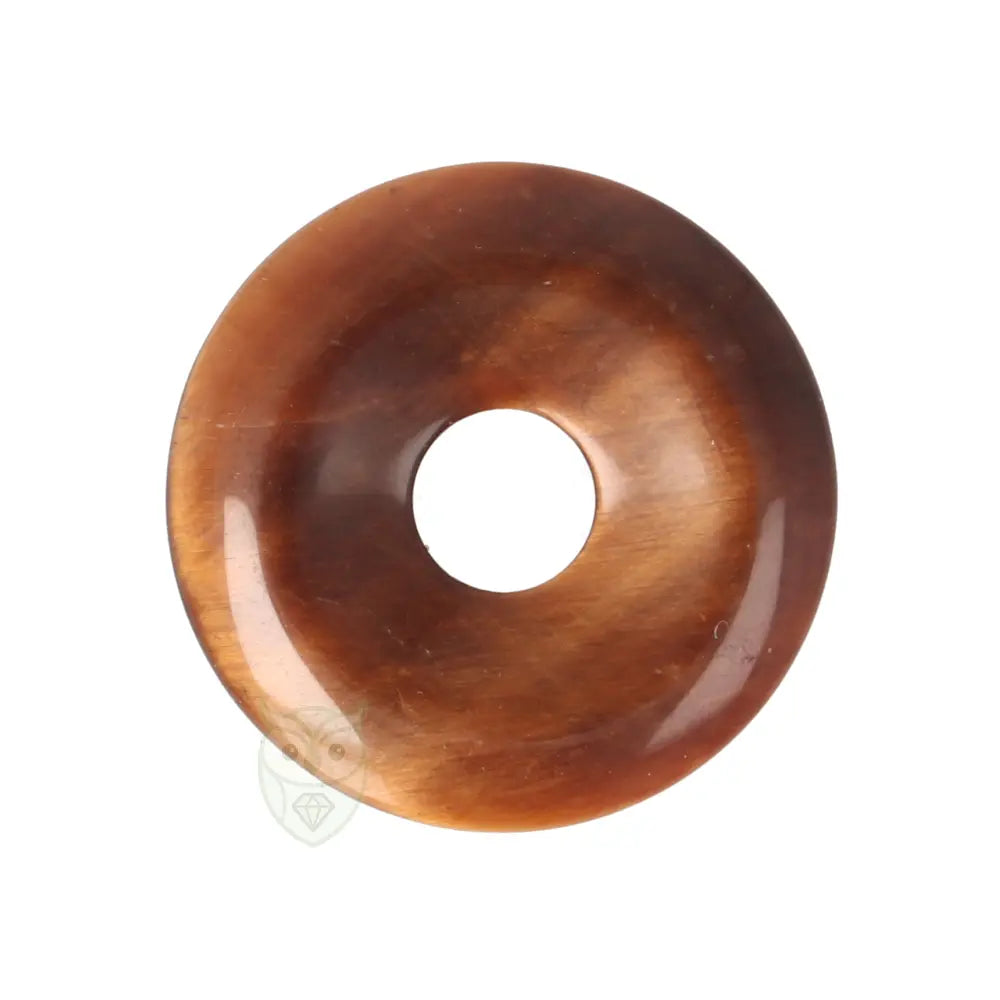 Tijgeroog donut hanger nr. 24 - Ø 3 cm | Edelsteen sieraad