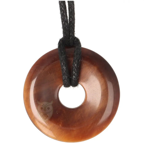 Tijgeroog donut hanger nr. 24 - Ø 3 cm | Edelsteen sieraad