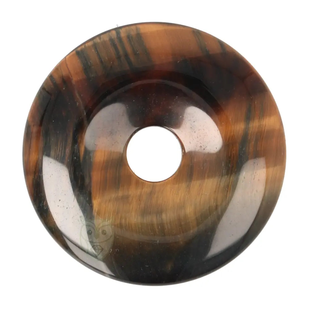 Valkenoog (blauwe tijgeroog) donut hanger nr. 12 - Ø 4 cm | Edelsteen sieraad