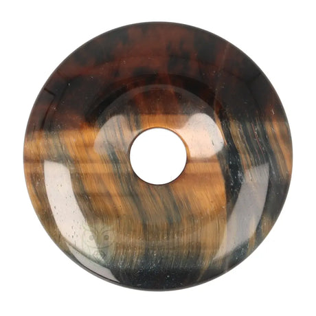 Valkenoog (blauwe tijgeroog) donut hanger nr. 12 - Ø 4 cm | Edelsteen sieraad