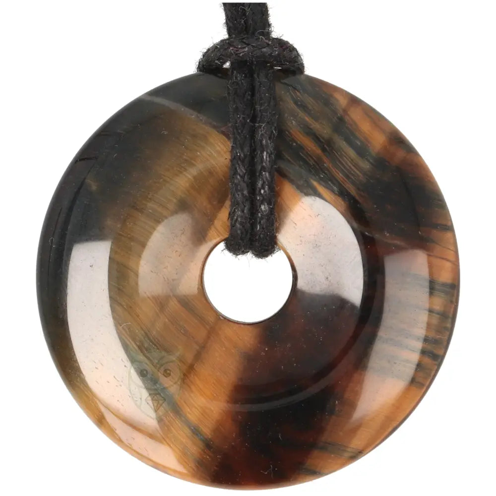 Valkenoog (blauwe tijgeroog) donut hanger nr. 12 - Ø 4 cm | Edelsteen sieraad