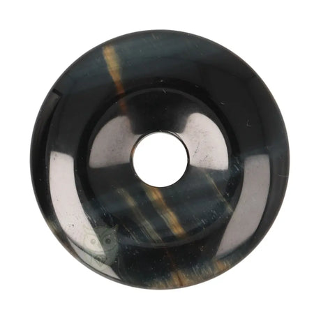Valkenoog (blauwe tijgeroog) donut hanger nr. 15 - Ø 4 cm | Edelsteen sieraad