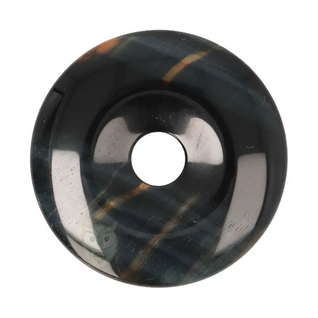 Valkenoog (blauwe tijgeroog) donut hanger nr. 15 - Ø 4 cm | Edelsteen sieraad