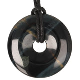 Valkenoog (blauwe tijgeroog) donut hanger nr. 15 - Ø 4 cm | Edelsteen sieraad