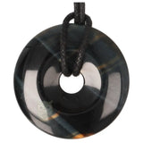 Valkenoog (blauwe tijgeroog) donut hanger nr. 15 - Ø 4 cm | Edelsteen sieraad