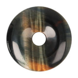 Valkenoog (blauwe tijgeroog) donut hanger nr. 8 - Ø 4 cm | Edelsteen sieraad