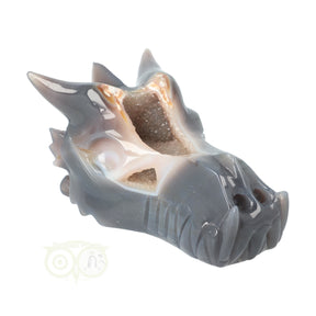 Agaat chalcedoon geode draken schedel 952 gram grote edelstenen draak