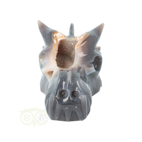 Agate Chalcedony Geode Dragon Skull 952 grams