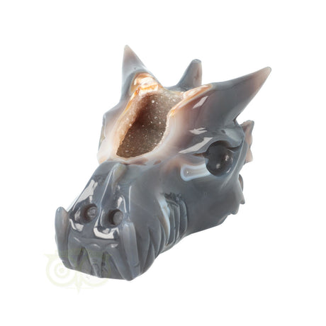 Edelstenen draken schedel agaat 952 gram met chalcedoon en geode