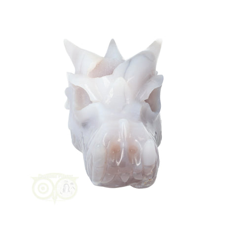 Agaat draken schedel 523 gram met witte kleurnuances