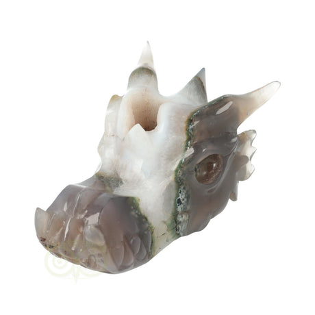 Kristallen draken schedel agaat geode 517 gram unieke carving