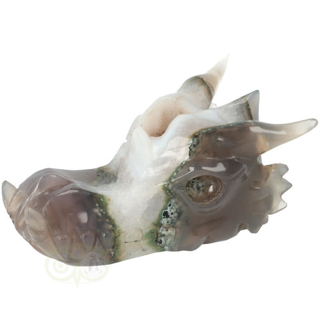 Agaat geode schedel draak 517 gram met natuurlijke kristallen