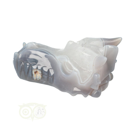 Agaat geode draak 357 gram met zachte grijze tint