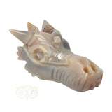 Agaat drakenschedel 477 gram met kristallen kern