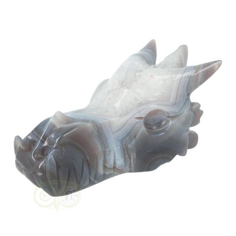 Agaat geode drakenschedel met kristallen kern 543 gram