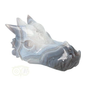 Agaat geode drakenschedel 543 gram met natuurlijke kristallen