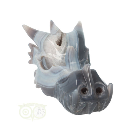 Edelstenen draak agaat geode 822 gram met bergkristal