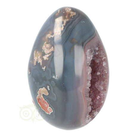 Agaat geode ei nr. 10 – schuin bovenaanzicht – open geode met kristallen detail – Madagaskar – Webshop Danielle Forrer