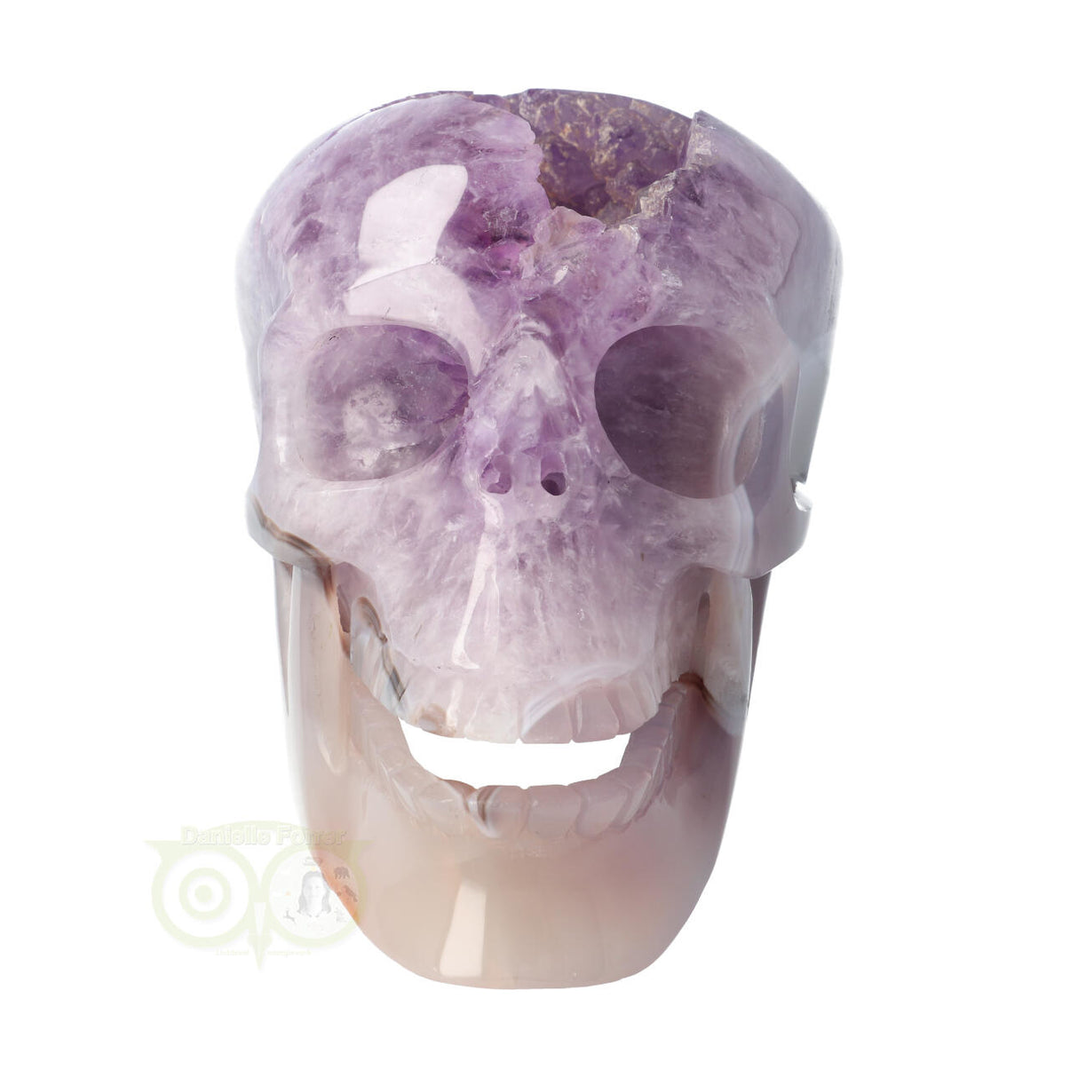 Amethist - Agaat Geode kristallen schedel 3.9 kg