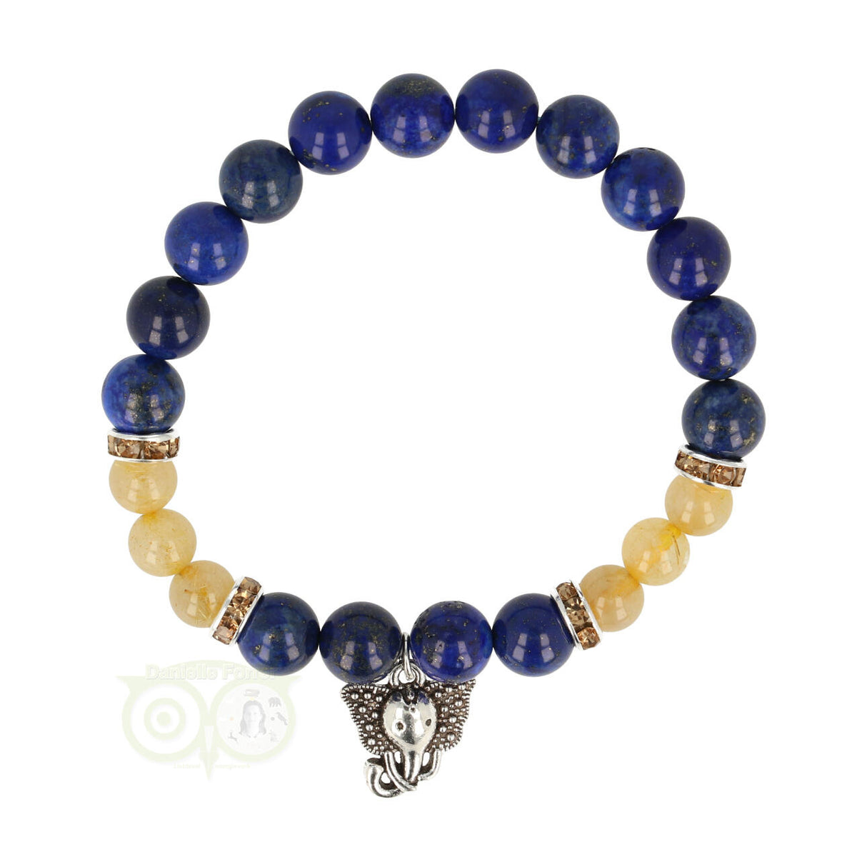 Armband lapis lazuli / rutielkwarts met ganesha